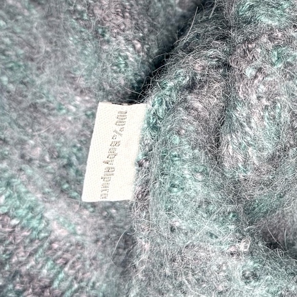 SOL blue Cowl Neck Sweater with Textured Knit pure Baby Alpaca made in Peru - Picture 6 of 6